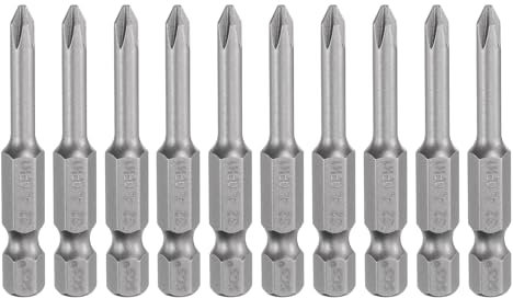 sourcing map 10pcs #1 Phillips Screwdriver Bit PH1 1/4 Hex Shank 2 (50mm) Long Magnetic S2 Steel Industrial Grade Screw Driver Bit Cross Head Electric Drill Bits 0.157 (4mm) Rod
