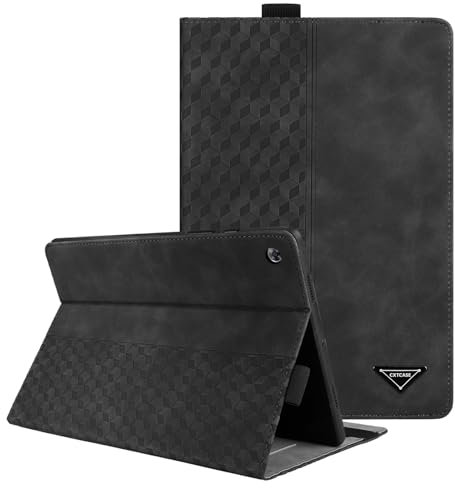 CXTCASE Hülle für Huawei MediaPad M5 lite 10.1 Zoll 2018, Multi-Winkel Folio Flip PU Lederhülle Smart Cover Case Schutzhülle für Huawei MediaPad M5 lite 10, Schwarz