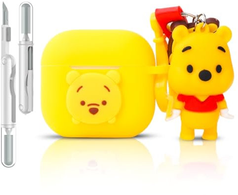 Folaxshoo Kompatibel mit AirPods 4 Generation Cute Cartoon Funny Case Cover mit Puppe und Reiniger Kit (Winnie)