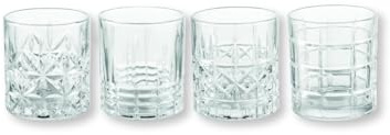 Brandani Bicchiere Blues Decori Assortiti Set 4 Pz Vetro - Capacità 33 Cl - Elegante e Resistente