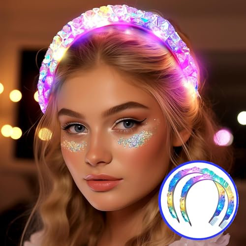 Yeeteesy Leuchtendes Stirnband, Led Haarreif Haarteil, Party Haarschmuck für Damen Halloween, Weihnachten, Party Dekoration Festival Geburtstag Weihnachten Party Hochzeit (classical, M)