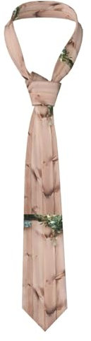 Wratle Modische Herrenkrawatte – Blätter auf rustikalem Holz, bedruckte Krawatte für Hochzeit, Party, Business, formelle Meetings, Geburtstagsgeschenk, Schwarz , Einheitsgröße