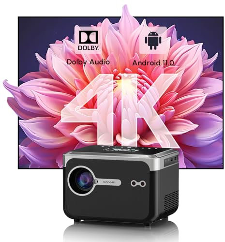 【Google TV & Dolby Audio】Portable Auto Focus 4K Projector, 1080 ANSI HDR10+ Short Throw, NFC WiFi6 Bluetooth, Native 1080P Smart Google Voice Home Movie Projectors for Gaming, Bedroom, Outdoor