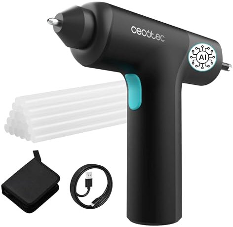 Cecotec Pistola Silicone Caldo Senza Fili Perfect Fix 360 FreeStyle. Batteria Integrata 3,6V, Sistema IA Tech, Riscaldamento Ultrarrapido, Include Custodia, Protezione Tavolo e 20 Bastoncini Silicone
