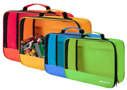 4 PCS Toys Storage Bag, Classic Bricks Building Set Storage Bag, Toy Organizer Bags for Building Toys, Puzzles, Small Large Size