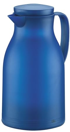 CILIO Isolierkanne MONZA blau, Vakuum-Hartglaseinsatz, hält Getränke bis zu 12 Stunden heiß oder 24 Stunden kalt, 1 Liter, hochwertiger Kunststoff mit Schraubverschluss und Ausgießtaste