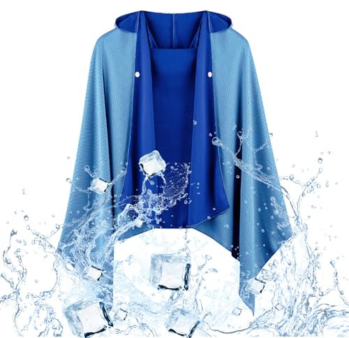 SilverChry Giacca Protettiva Solare, Indumenti Protettivi, Giacca Protettiva Solare Coprispalle Rinfrescante con Cappuccio (IT, Testo, L, Regular, Regular, Blu)