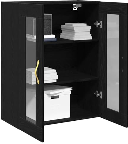 vidaXL Wandschrank Wandmontiert Schwarz Eichen-Optik 69,5 x 34 x 90 cm, Moderner Wohnzimmerstauraum, rechteckiger Wandschrank, praktische Regal für platzsparende Lösungen, langlebig