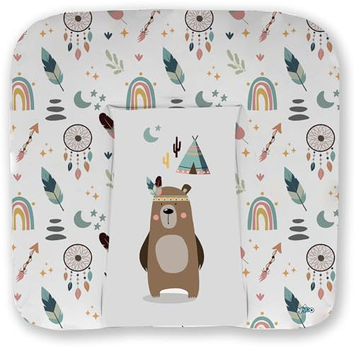 Kikido Wickelauflage 75x70 cm - Teddy - Baby Wickelauflagen Wasserfest, Abwaschbar und Pflegeleicht - Wickelunterlage Weich Tragbare, Leicht zu Reinigen - Universal-Wickelauflage 70x75