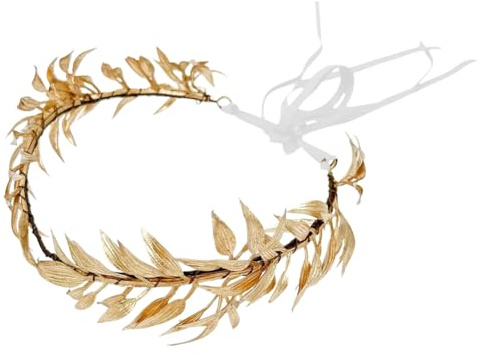 Goldene griechische Lorbeerkrone,Damen Haarband Gold Kopfschmuck Braut,Kopfbedeckung mit Blatt der Gottelfe,Elfenreif für erwachsene Königin, Renaissance, Halloween, Cosplay-Outfit