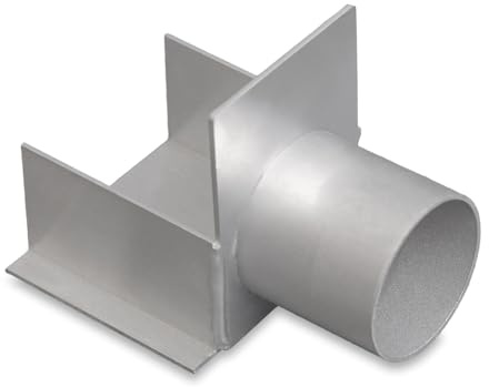 MD technic Alu-Slimline Rinne 100 cm Endstück mit Stutzen DN 50 | Entwässerungsrinne, Aluminium Rinne & Rost, silber eloxiert, 60 mm Breite, 80mm Hoch, für Terrasse & Garten