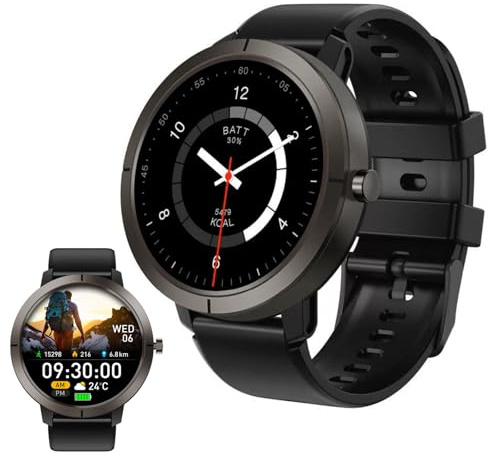 beyerswerk Alpha Sport Smartwatch mit GPS für Männer und Frauen, wasserdichte 5 ATM Schwimmuhr, Anrufe tätigen/annehmen, 1.32'' AMOLED-Display, Fitness-Tracker, Herzfrequenz- und Schlafmonitor