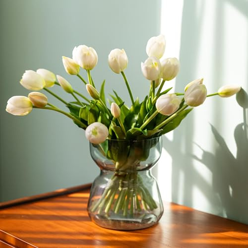 Avoeco Künstliche Tulpen, Latex, fühlen sich echt an, 20 Stück, künstlicher Tulpenstrauß für Heimdekoration, Hochzeits-Mittelstücke, Frühlingsblumenarrangements, künstliche Blumen für Vasendekoration