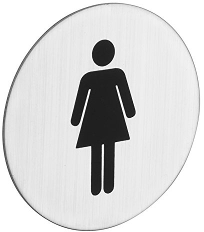 ROSTEX Edelstahl WC Schild Damen Toilette Rund - Piktogramm selbstklebend kreisrund