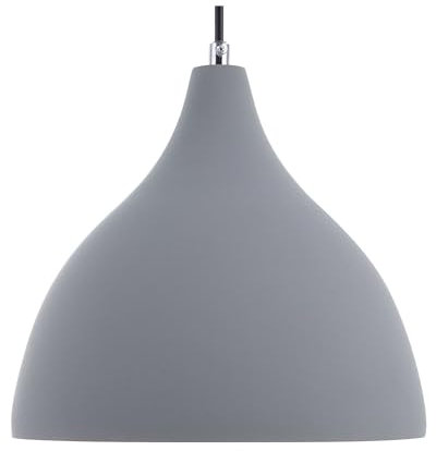 Beliani Hängelampe mit Schirm Gips grau Glockenform 1-flammig Industrie-Design Lambro