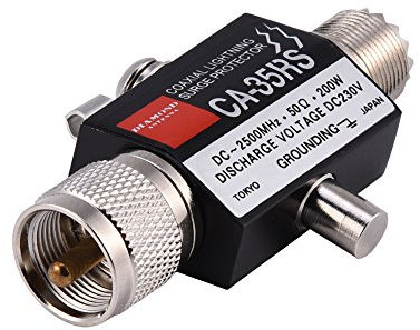 ASHATA Blitz Überspannungsschutz,CA-35RP 50Ω Coaxial Protector Blitzschutz,Male auf Female UHF Verbindungsstecker Koaxial Blitzableiter Überspannungsschutz Ableiter Arrestor