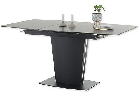 SERGIO Esstisch ausziehbar in Dunkelbraun, Schwarz - Ausziehbarer Säulentisch für Ihr Wohn- & Esszimmer - 120-160 x 76 x 85 cm (B/H/T)