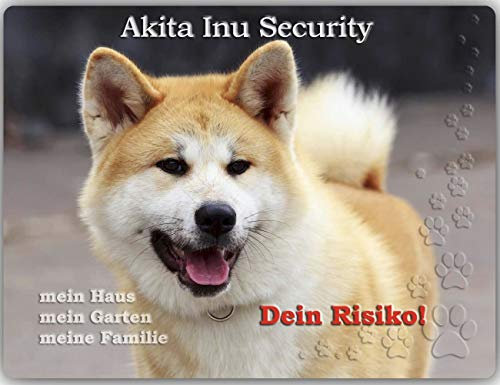 Merchandise for Fans Warnschild - Schild aus Aluminium - Motiv: Akita Inu (01) - Größe: 30x20cm (01)