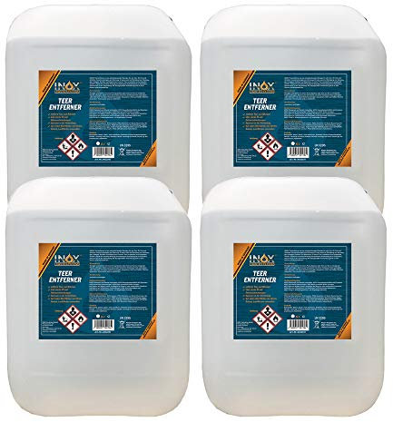 INOX® Auto Teerentferner 4 x 5L - Teerreiniger für Innenraum und Außen - Klebstoffentferner Baumharzentferner - Industriereiniger schonend zu Autolack und Chrom