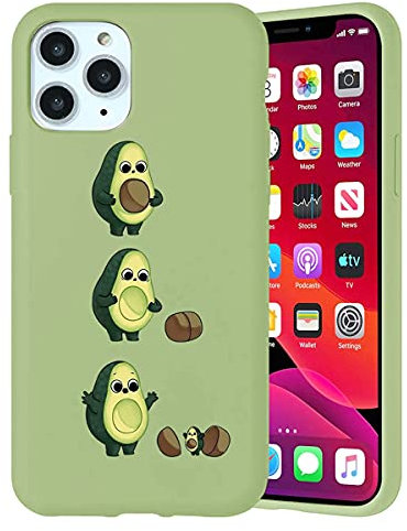 Yoedge Hülle für Apple iPhone XR 6,1, Grün Silikon Ultra Dünn Stoßfeste Handyhülle mit Cartoons Muster Motiv, Soft TPU Bumper Ganzkörper Schutz Schutzhülle Case für iPhone XR - Avocado 1
