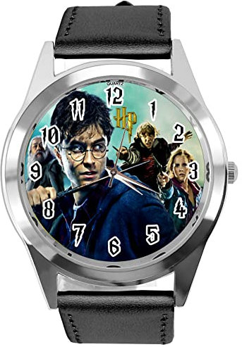 TAPORT Black Leather Round Quartz Watch for Wizards Fans E3, Schwarz , Gurt