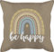 Shirtracer Kissen 50x50 - Statement - Boho Regenbogen Be Happy weiß - 50 x 50 cm - Beige Natur - Statements sprüche