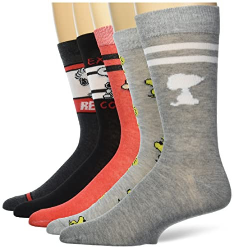 Peanuts Herren Snoopy 5 Pack Crew Lässige Socken, Grau Sortiert, 43-47 EU