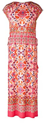 Oui Damen Maxikleid Silky Touch Qualität lässig geschnitten Alloverprint Festlich, Freizeit V-Ausschnitt ohne Kragen Slinky