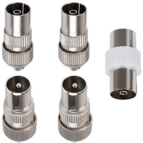 NAYAGOGO 5 PCS TV Aerial Connectors: 2 x Female & Male Coaxial Cable Connectors Adaptor for RF Cable