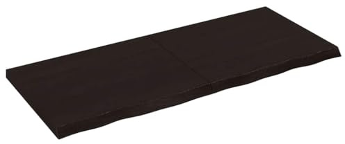 vidaXL Wandregal, Holzregal Regal Handgefertigt mit Baumkante, Wandboard Regalbrett Scharnierdesign, Bücherregal Hängeregal, Dunkelbraun 120x50x(2-4) cm Massivholz Eiche Behandelt