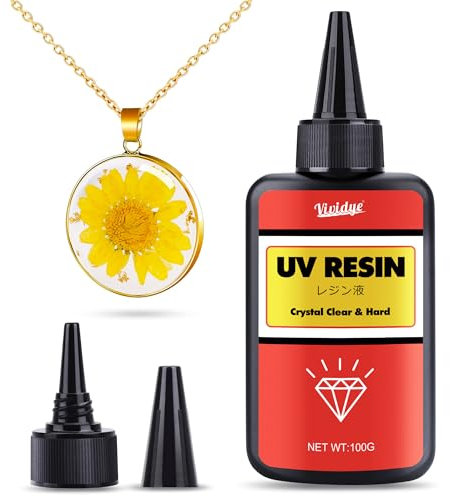 UV Harz 100g - Klar UV Harz Harte Solar Schnellhärtende UV Kleber für DIY Schmuckherstellung, Handwerk - Geruchsarmerz Blasenfreies UV Epoxidharz für Harz Formen, Schmuck, Anhänger, Gießen, Malen