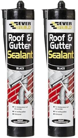 Everbuild Everflex Roof and Gutter Sealant, Butyl Based Sealant and Adhesive for Roofing, Black, 295 ml (Pack of 2)