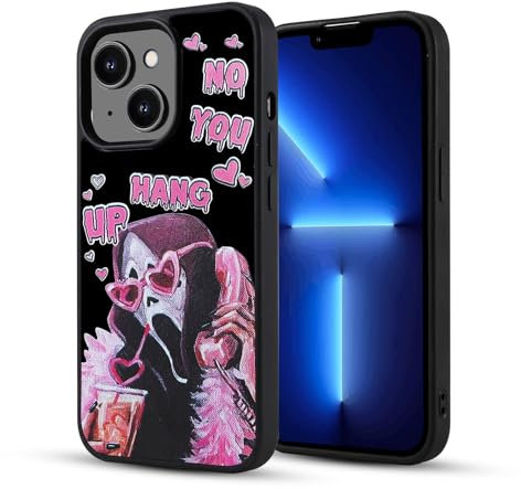 Yebowe Hülle für iPhone 13 Hülle/iPhone 14 Hülle Niedlich, Ghostface Scream Horror Skelett Schädel Druck Aesthetic Design Frauen Mädchen Lustig Cartoon Muster Schutzhülle Case Cover für iPhone 13,