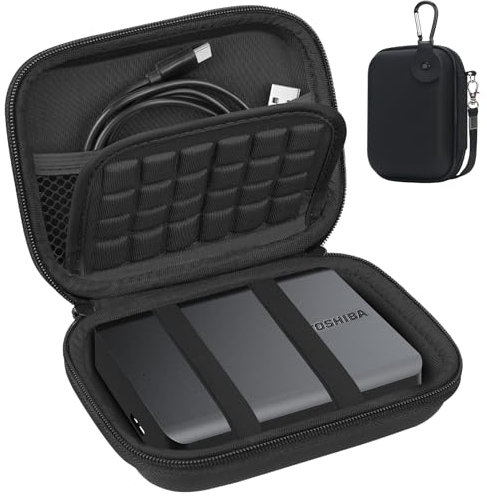 Lacdo Trasportare Custodia Rigida Protettivo Caso Borsa per Toshiba Canvio Basics/Canvio Flex/Canvio Advance/Canvio Gaming Portable Disco Rigido Esterno 1TB 2TB 3TB 4TB USB 3.0, Nero+Nero