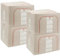 DAWNTREES 4 Pack Clothes Storage Boxes,Foldable Steel Frame Clothes,Clothing Storage Bins with Lid,Linen Storage Box With Clear Window,Zippers,Durable Handles