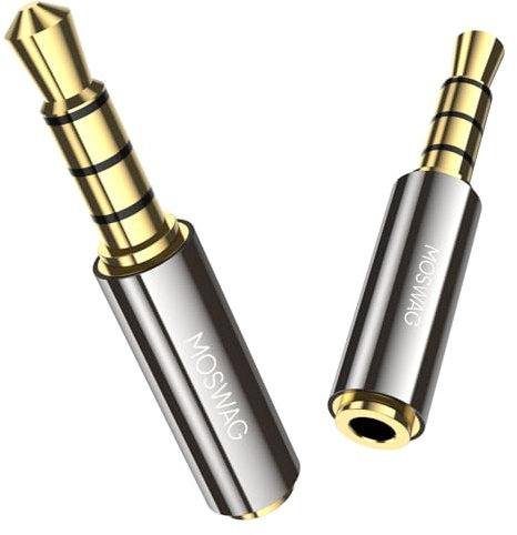 MOSWAG 3,5 mm Stecker auf 2,5 mm Buchse, 2 5mm Klinke buchse auf 3 5 mm Adapter, 2,5 mm Kopfhöreradapter Konverter Klinkenstecke für Kopfhörer, Headset, Mikrofon, MP3, MP4 (2 Pack)