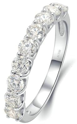 Stfery Trauring Weißgold 585 Ringe für Frauen 0.9ct Rund Natürlicher Diamant Frauen Ring Verlobung