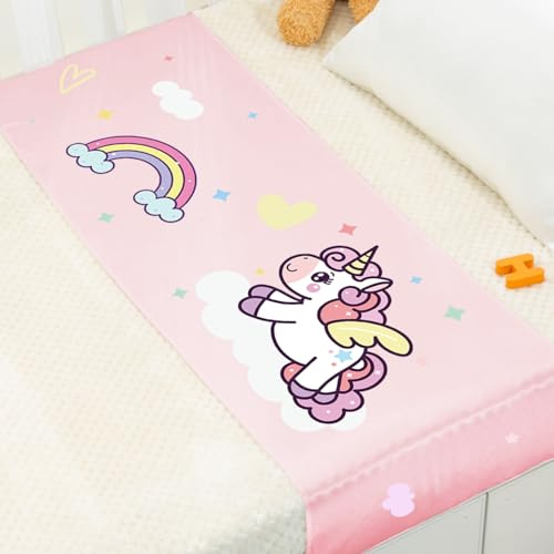 PROMEED Bettlaken für Kinderbett, 100% Maulbeerseide, halblange Ärmel für Baby-Haarausfall und kahle Flecken, Oeko-Tex-Zertifiziert, 23 Momme Seide, Einhorn-Bettwäsche, Bettlaken für Kleinkinder,