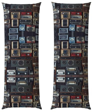 Boombox-Kissenbezug, Vintage-Stil, 50,8 x 152,4 cm, kühlendes Körperkissen, Kissenbezüge für Haar und Haut