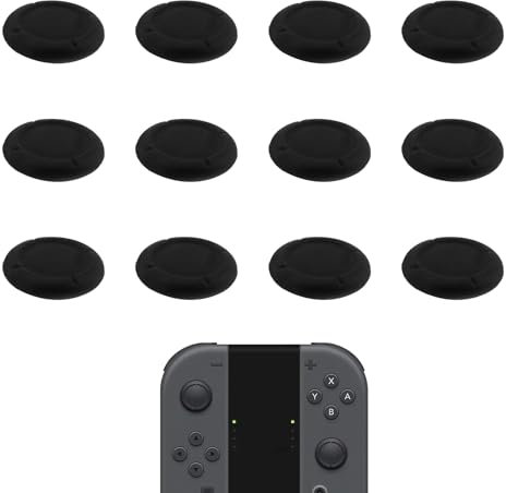Tapa de repuesto para mando Switch Joystick Tap,Thumbsticks Protege para Switch/Lite Silicone Joystick Accesorios de protección 3D Grips Caps (F:12pcs Negro)