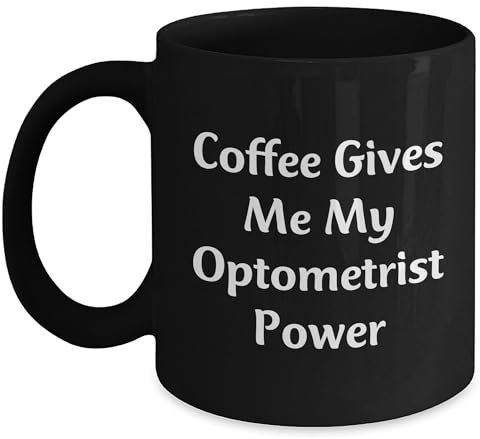 Optometrist Gifts from Friends - Taza de café negra Power Up Your Morning