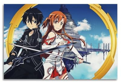 FOWNJCIA Sword Art Online Anime-Poster, dekoratives Gemälde, Leinwand, Wandposter und Kunstdruck, moderne Familienschlafzimmer-Dekoration, Poster, 20 x 30 cm