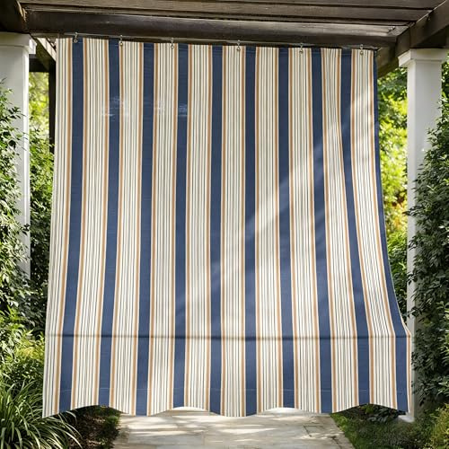 VKZ Tenda da Sole a Caduta per Balcone 145x290 cm, Tenda Parasole Esterno con Strisce, Protezione UV, Tenda da Sole Verticale per Terrazza, Balcone e Giardino (Blue)