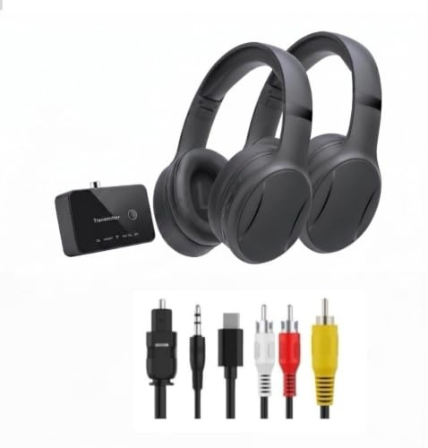 Ayaminolk Auriculares Inalámbricos para TV con Transmisor 2.4G 1 a 2, Baja Latencia Inmersivo para Personas Mayores, Compatible con Óptica Coaxial USB RCA AUX Bluetooth 5.4, Alcance 50m, 5 Modos EQ