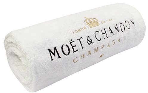 Moet & Chandon Ice Imperial Flauschig weisses Strandlaken Badetuch Duschtuch Strandtuch 180x100 cm Champagner Sommer Urlaub Accessoire mit Aufbewahrungsbeutel