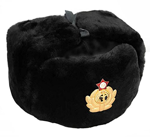 RUSSIAN STORE RUSSISCHE SCHWARZ FELLMÜTZE Wolle SCHAPKA USCHANKA, WINTERMÜTZE MILITÄRMÜTZE DER MILITÄRISCHE Marine - GRÖSSEN VERFÜGBAR: 59-60 (XL)