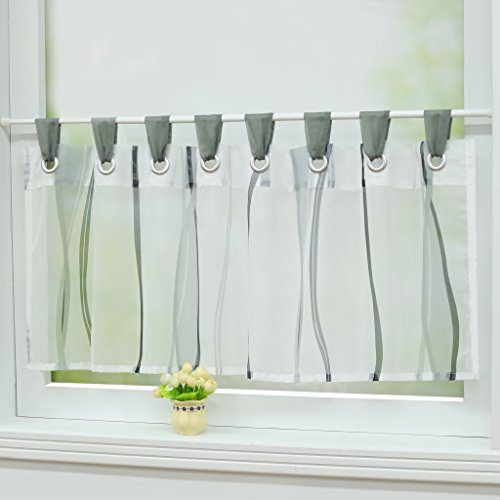 Joyswahl Scheibengardine Voile Bistrogardinen mit Schlaufen Leonie Kurzstore HxB 60x140cm Grau 1er Pack