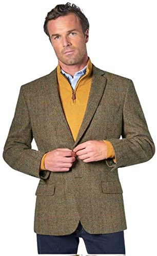 Neu Wolle Premium Herren Authentische Blazer Stromay Harris Tweed Jacke - Braun, 44 Regular