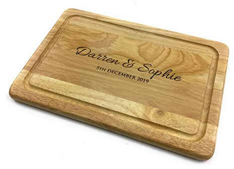 Personalised Compact Heveawood Chopping Board - Engraved Wedding Anniversary & Housewarming Gift - Personalised with Any Message