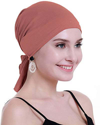 osvyo Bambus Chemo Kopftuch für Frauen mit Haarausfall - Krebspatienten Kopfbedeckung Turban in Versiegelter Verpackung ROST ROT